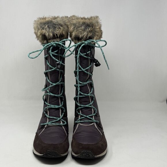 LL Bean Carrabassett Snow Boots Women 8 Brown Fur Trim Insulated Winter Tall - Picture 5 of 15